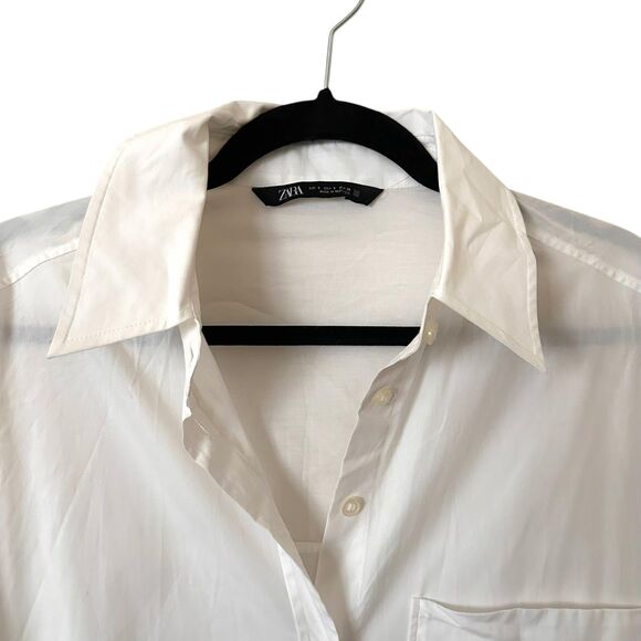 ZARA Oversized Button Down Tunic Dress White Small - Picture 4 of 6